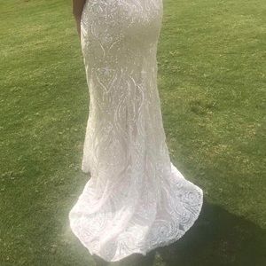 Ellie Wilde eggshell sparkly prom dress